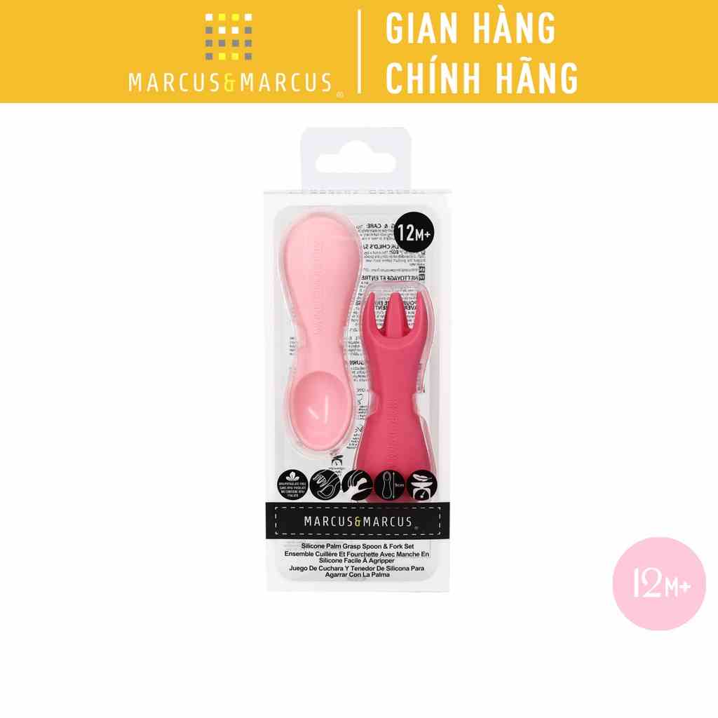 Bộ thìa nĩa tập ăn silicon cho bé Palm Grasp Marcus & Marcus, từ 12 tháng - Pokey