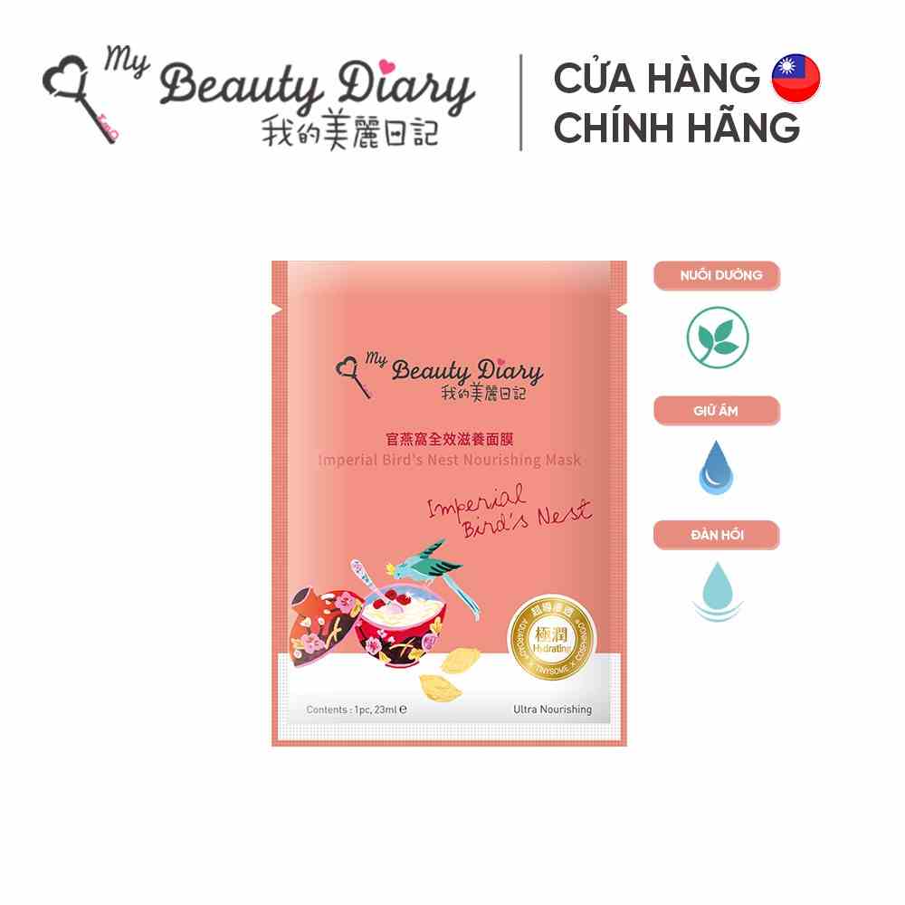 Mặt nạ sáng mịn và dưỡng ẩm My Beauty Diary Taiwan Imperial Birds Nest Emolliating Mask Yến đỏ 23ml/Miếng