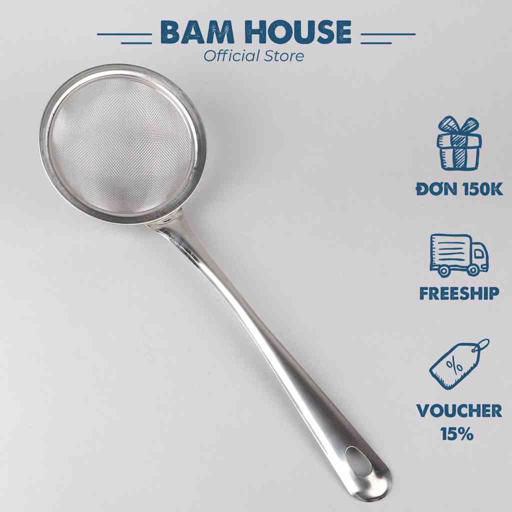 Ray lọc cặn cho dầu ăn và vớt bọt inox Bam House đường kính 11cm cao cấp RLC03 - Gia dụng bếp