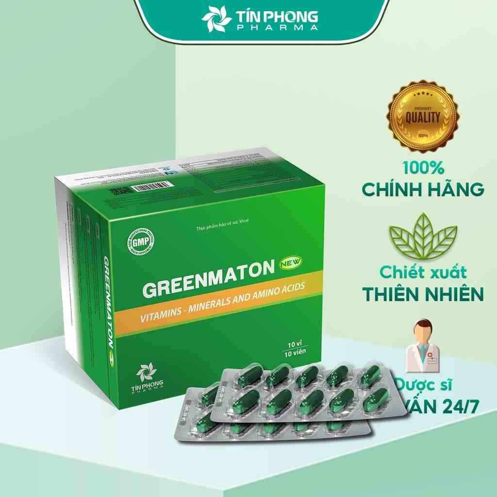 Viên Uống Bổ Sung Vitamin, Khoáng Chất Greenmaton Giúp Ăn Ngon, Ngủ Tốt Cải Thiện Sức Khỏe 100 Viên TTP008