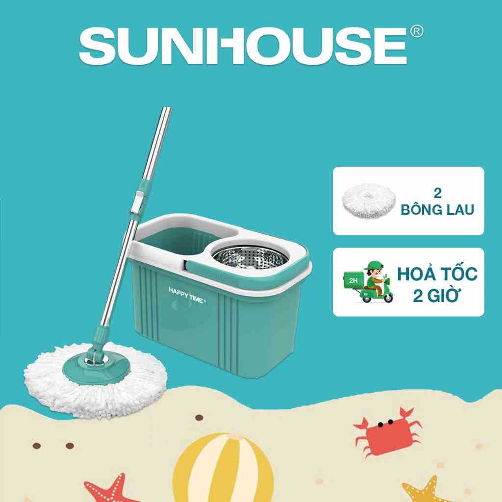 Bộ lau nhà xoay 360 độ HAPPY TIME KH-CL330S - 2 bông lau