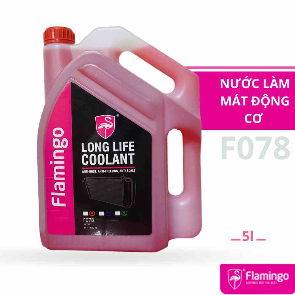 [Mã BMLTB35 giảm đến 35K đơn 99K] Nước làm mát động cơ ô tô màu đỏ Flamingo F078 5 lít - Hãng Phân Phối Chính Thức