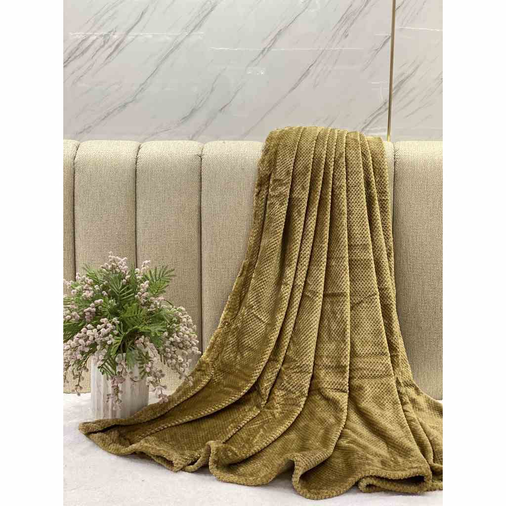 Mền san hô NIN siêu mềm mịn, thoáng khí 100% Microfiber màu vàng kích thước 180x200cm - Lark