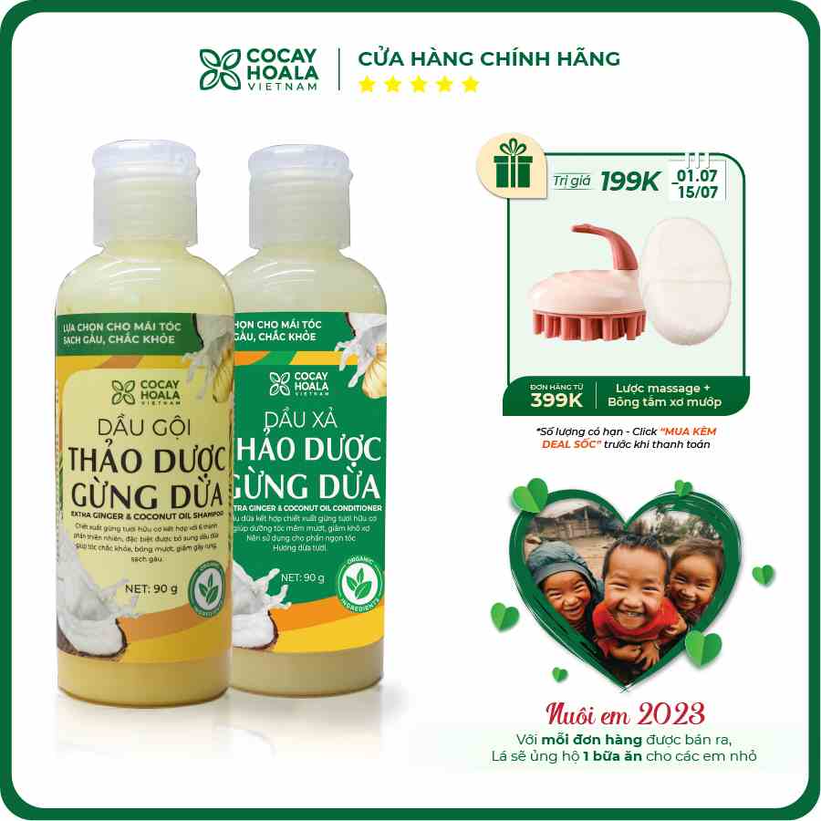 Dầu gội sạch gàu gừng dừa hữu cơ Cocayhoala Việt Nam - dung tích 90g/chai