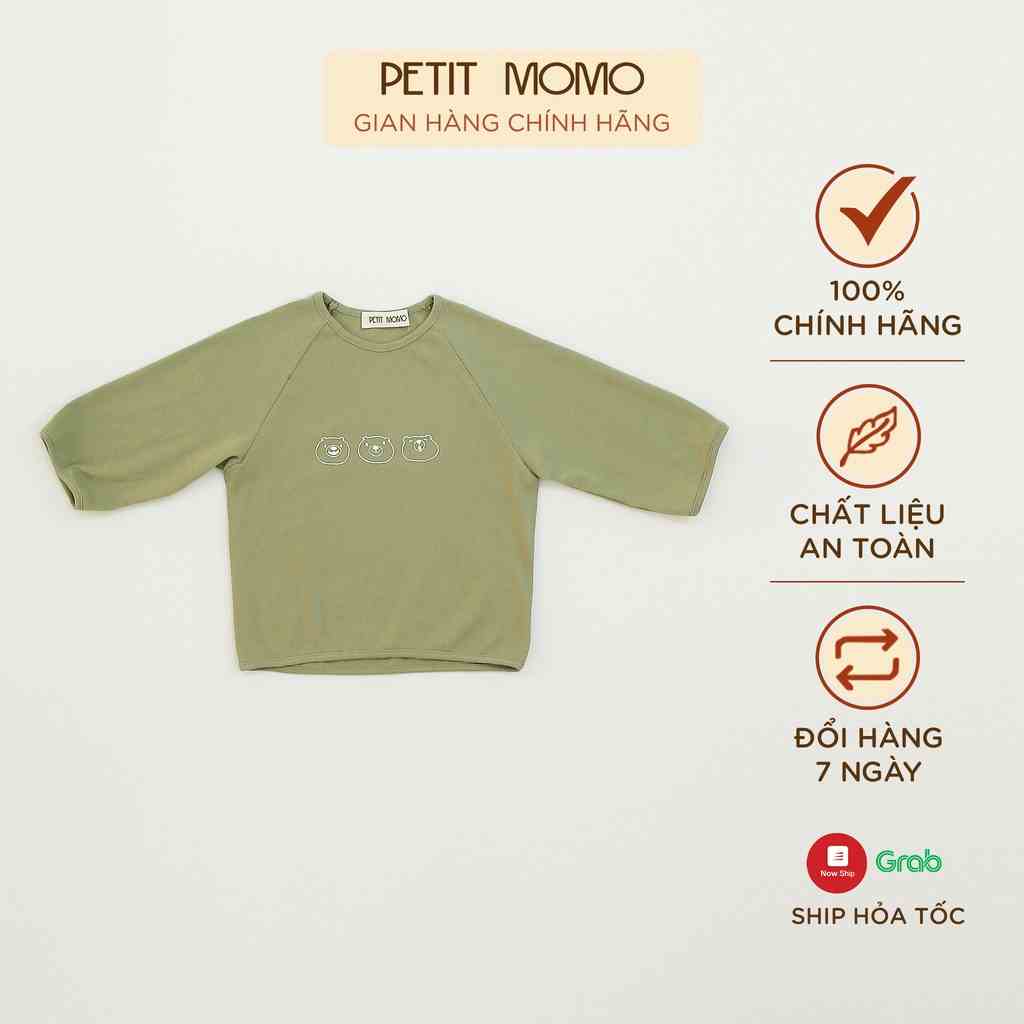 Áo Thun Bé Trai Bé Gái Dài Tay In Hình Gấu PETIT MOMO 100% Cotton Mềm Mại, Bền Màu Cho Bé Từ 1-6 Tuổi H091