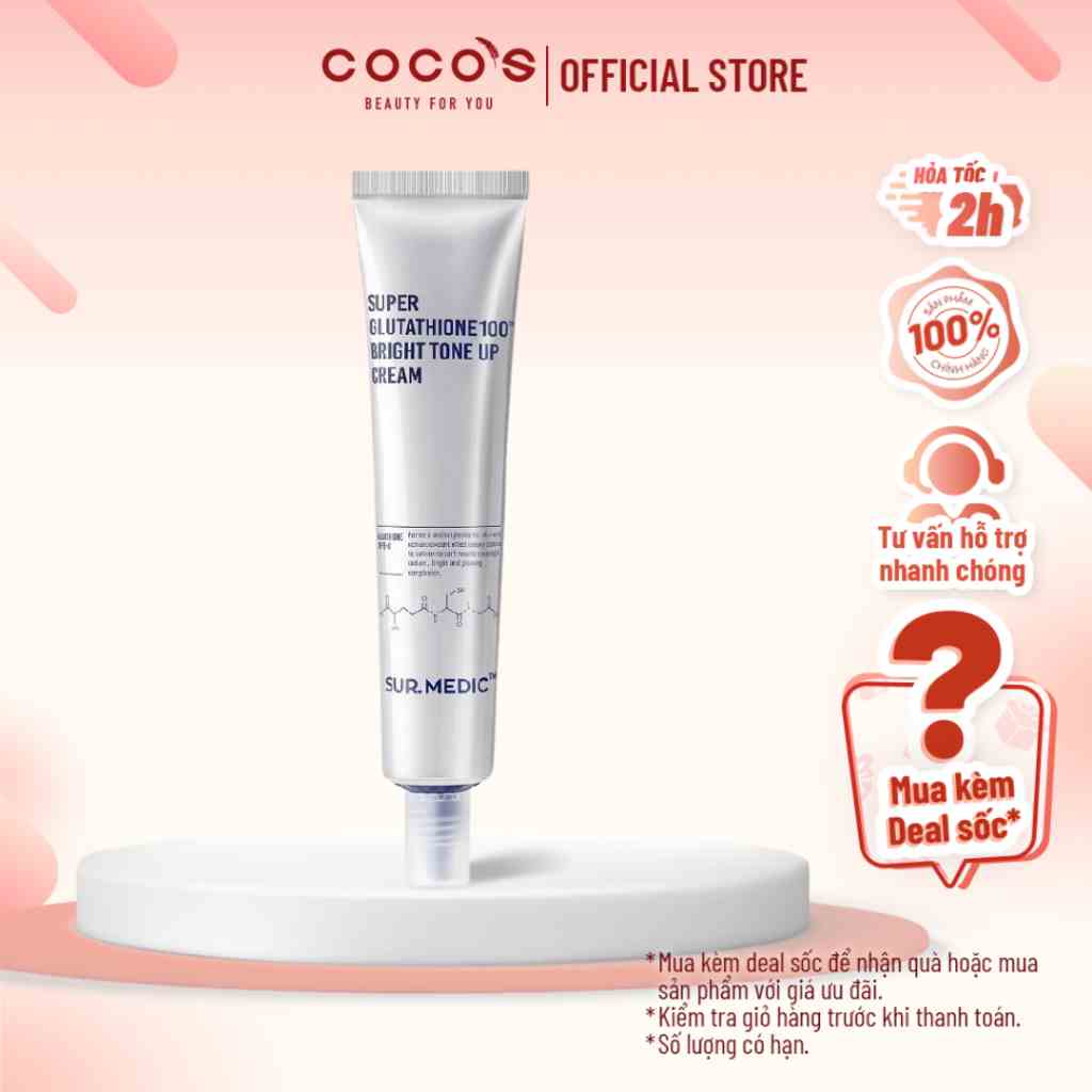 Kem Dưỡng SURMEDIC Super Glutathione 100 Bright Tone Up Cream Nâng Tông Trắng Da 40ml