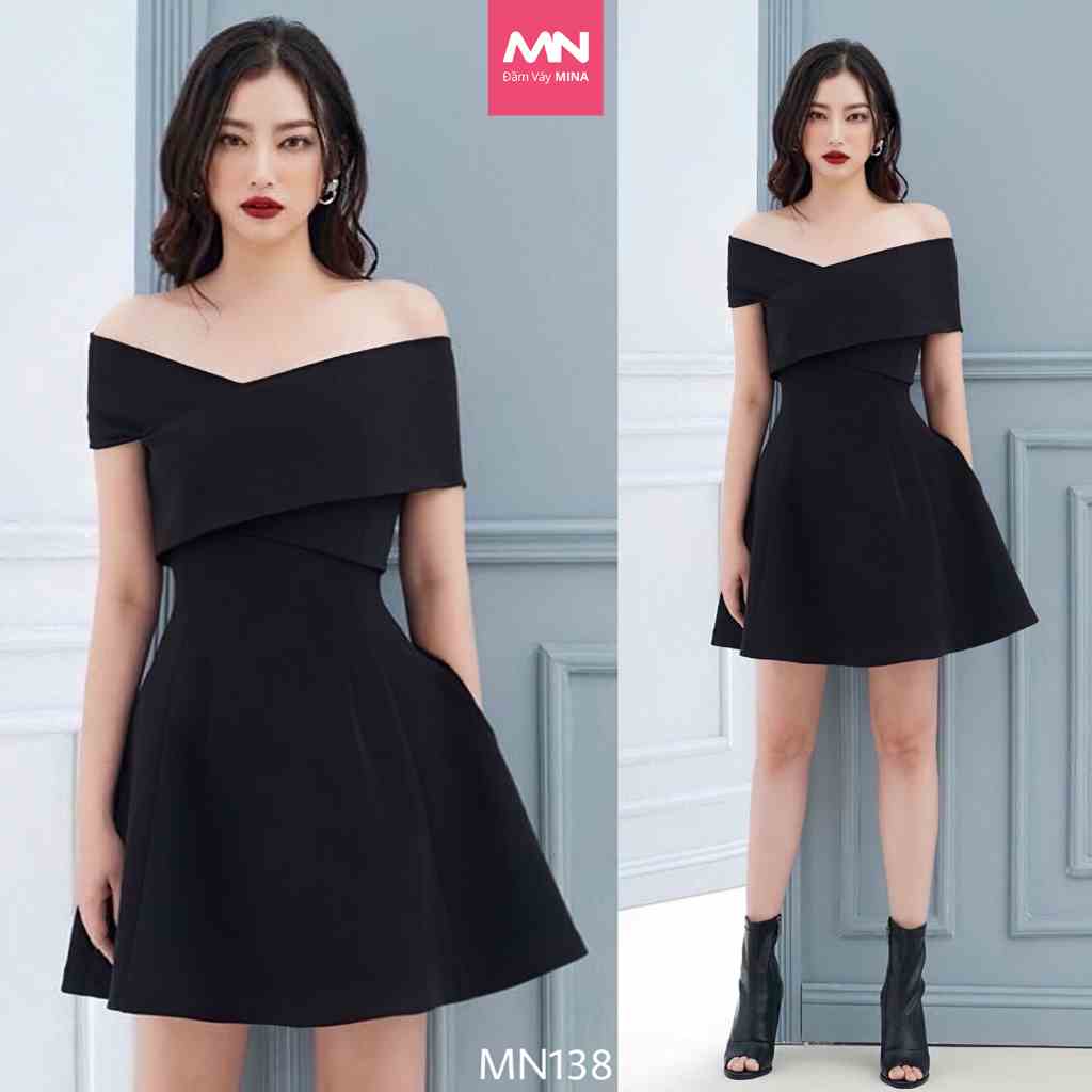 Đầm trễ vai MINA dáng xoè ngắn mini chất liệu tuyết mưa thiết kế trẻ trung xinh xắn tôn dáng dự tiệc đi chơi MN138