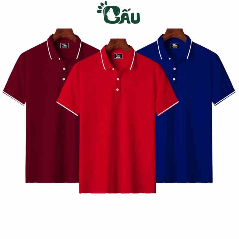 Áo thun Polo GẤU194 vải cá sấu Viền poly thoáng mát, co dãn 4 chiều, sang trọng lịch lãm, form gerular fit - 1 Sọc