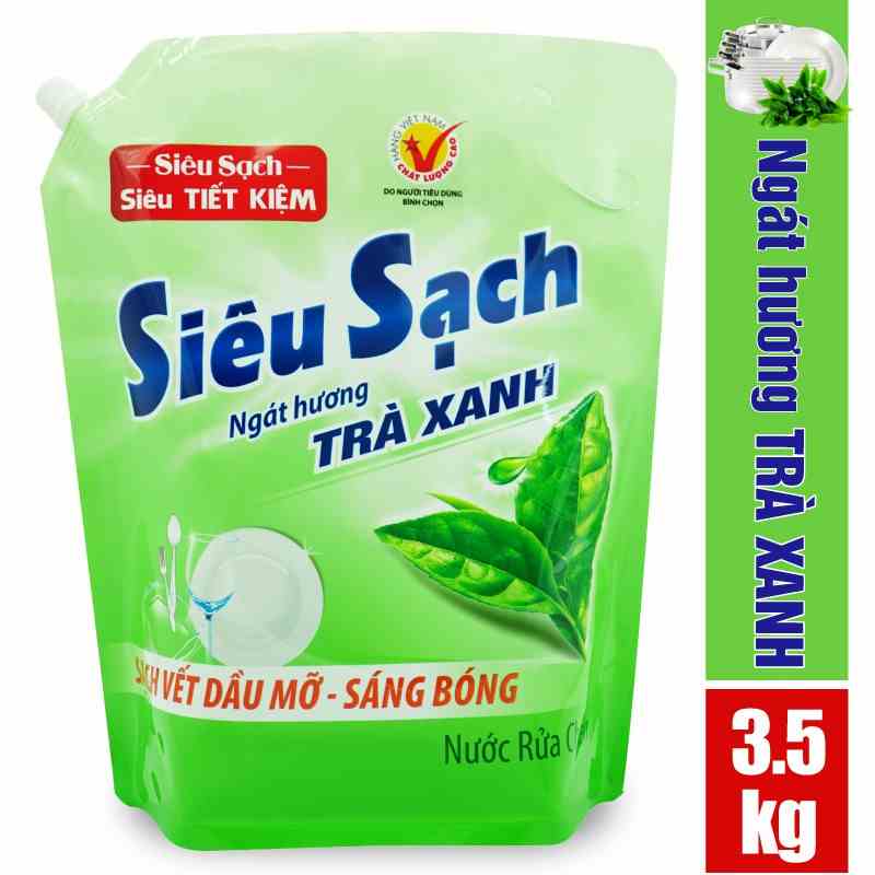 [Mã BMLTA35 giảm đến 35K đơn 99K] Túi nước rửa chén LIX siêu sạch hương trà xanh 3.5kg N8101