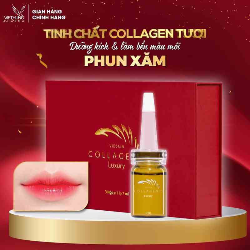 Tinh chất Collagen tươi Vieskin Luxury làm dẹp da và chăm sóc môi/mày sau phun xăm (Chính hãng)