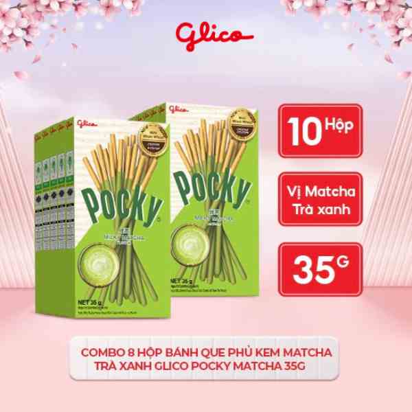 [Mã BMLTB35 giảm đến 35K đơn 99K] Combo 10 Hộp Bánh que phủ kem matcha trà xanh Nhật Bản Glico Pocky Matcha 35g