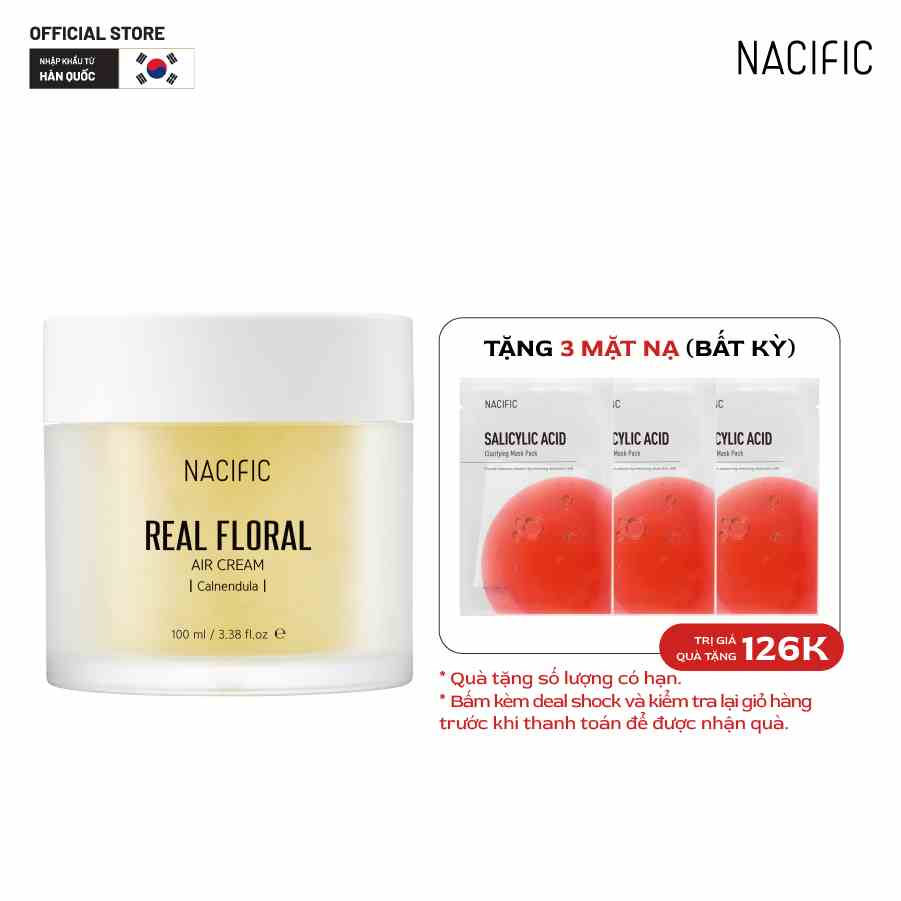 Kem dưỡng ẩm, phục hồi da Nacific Real Floral Air Cream Calendula 100ml