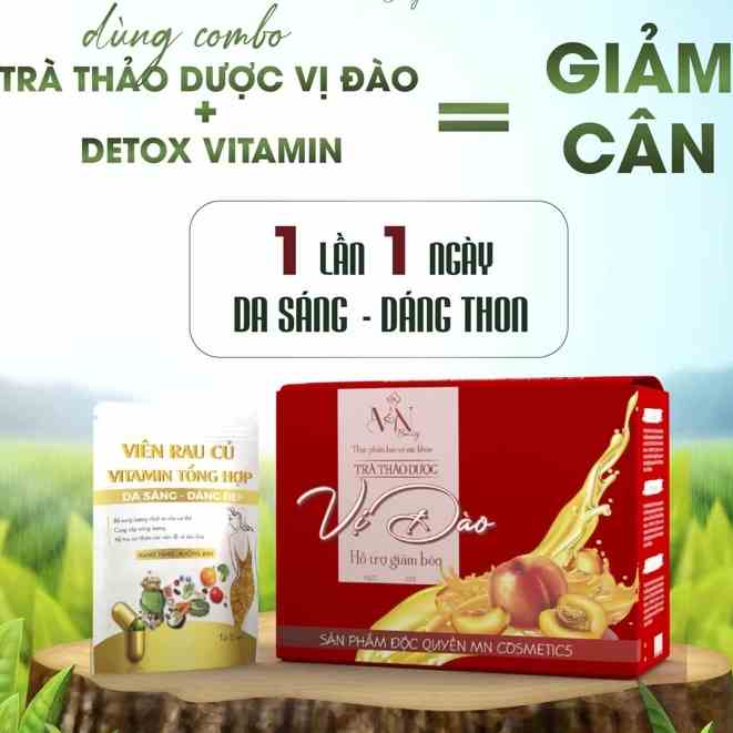 [Mã BMLTB200 giảm đến 100K đơn 499K] Trà giảm cân vị đào Đông Anh hộp 15 gói tặng detox vitamin