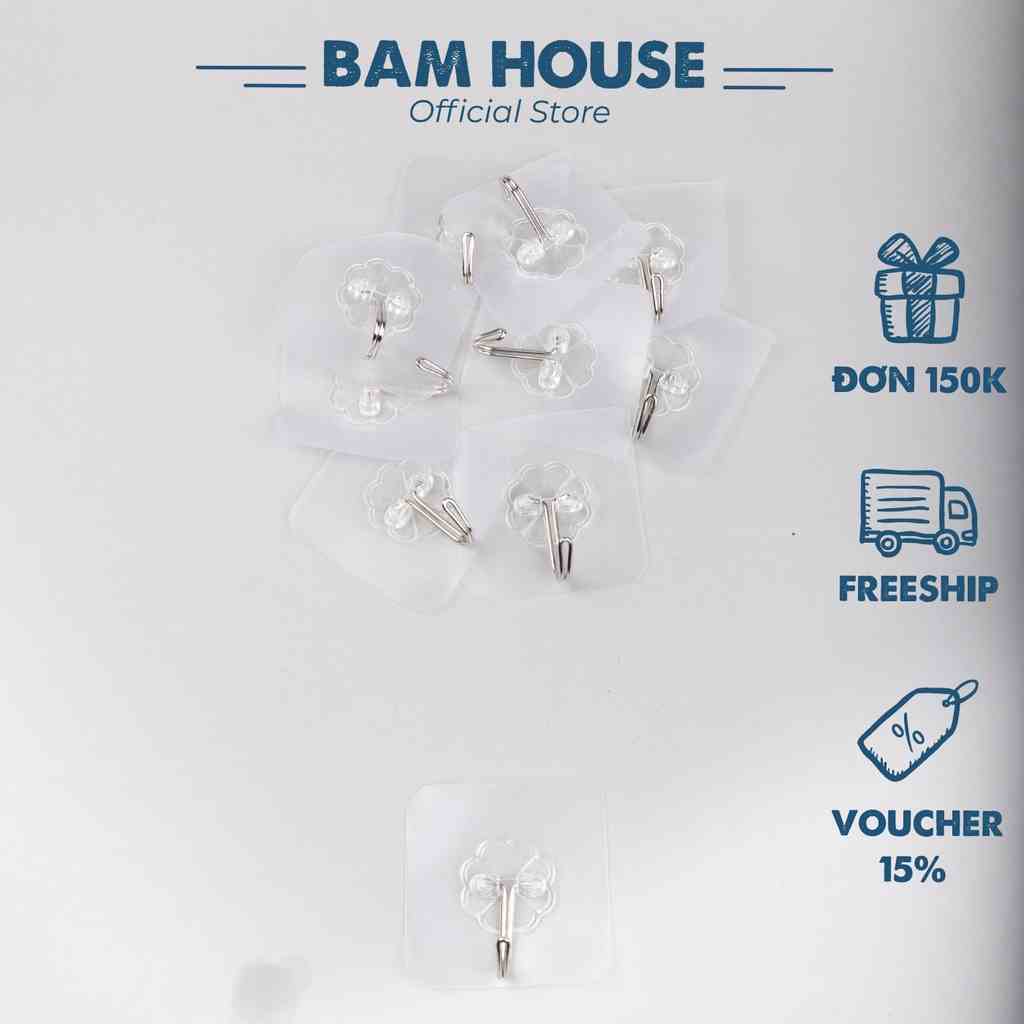 Set 5 móc treo dán tường cường lực Bam House trong suốt cao cấp TS01 – BamBam Store