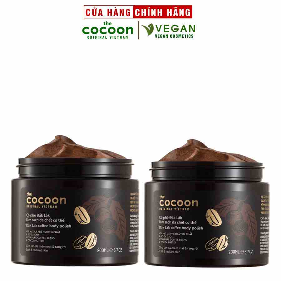 Combo 2 Cà phê Đắk lắk làm sạch da chết COCOON 200ml(Dak lak coffee body polish)