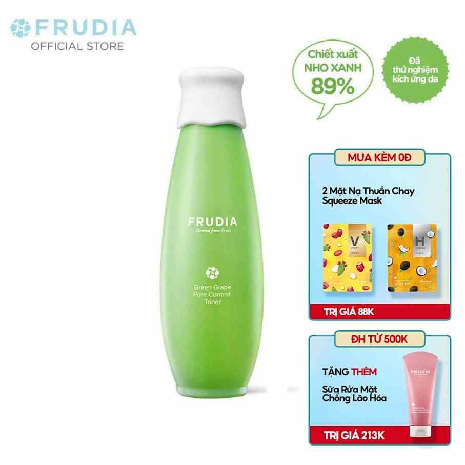 [Tặng 88k]Nước Hoa Hồng Se Khít Lỗ Chân Lông Nho Xanh Frudia Green Grape Pore Control Toner 195ml