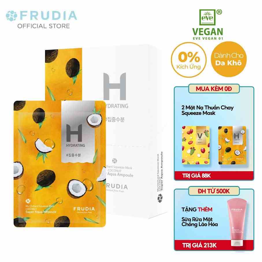 [Tặng 88k] 10 Miếng Mặt Nạ Cấp Nước Từ Trái Dừa Frudia My Orchard Squeeze Mask Coconut 20ml x 10pcs