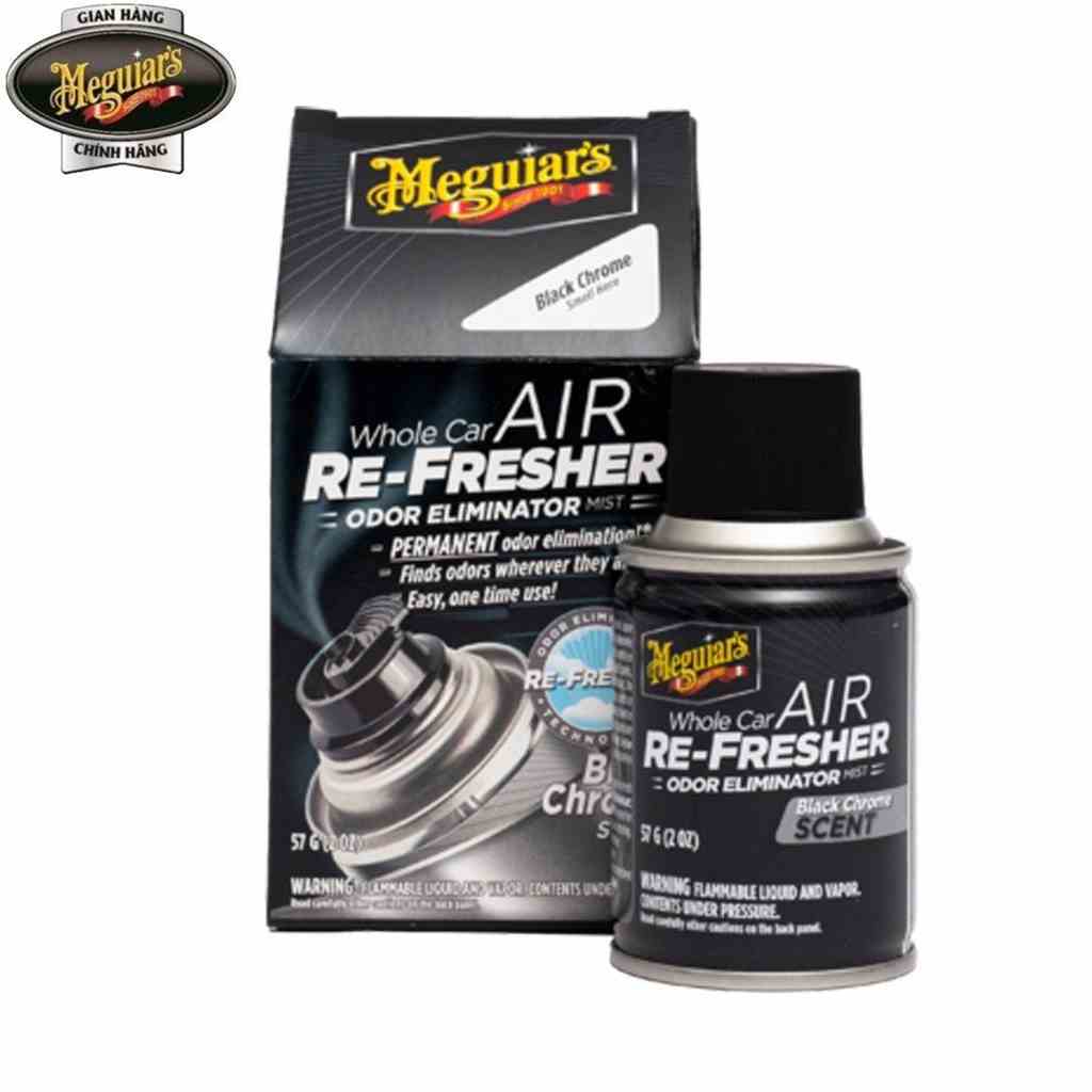 Meguiars Xịt khử mùi, diệt khuẩn nội thất xe hơi Mùi hương nam tính - Air Refesher - Black Chrome Scent - G181302, 57 g