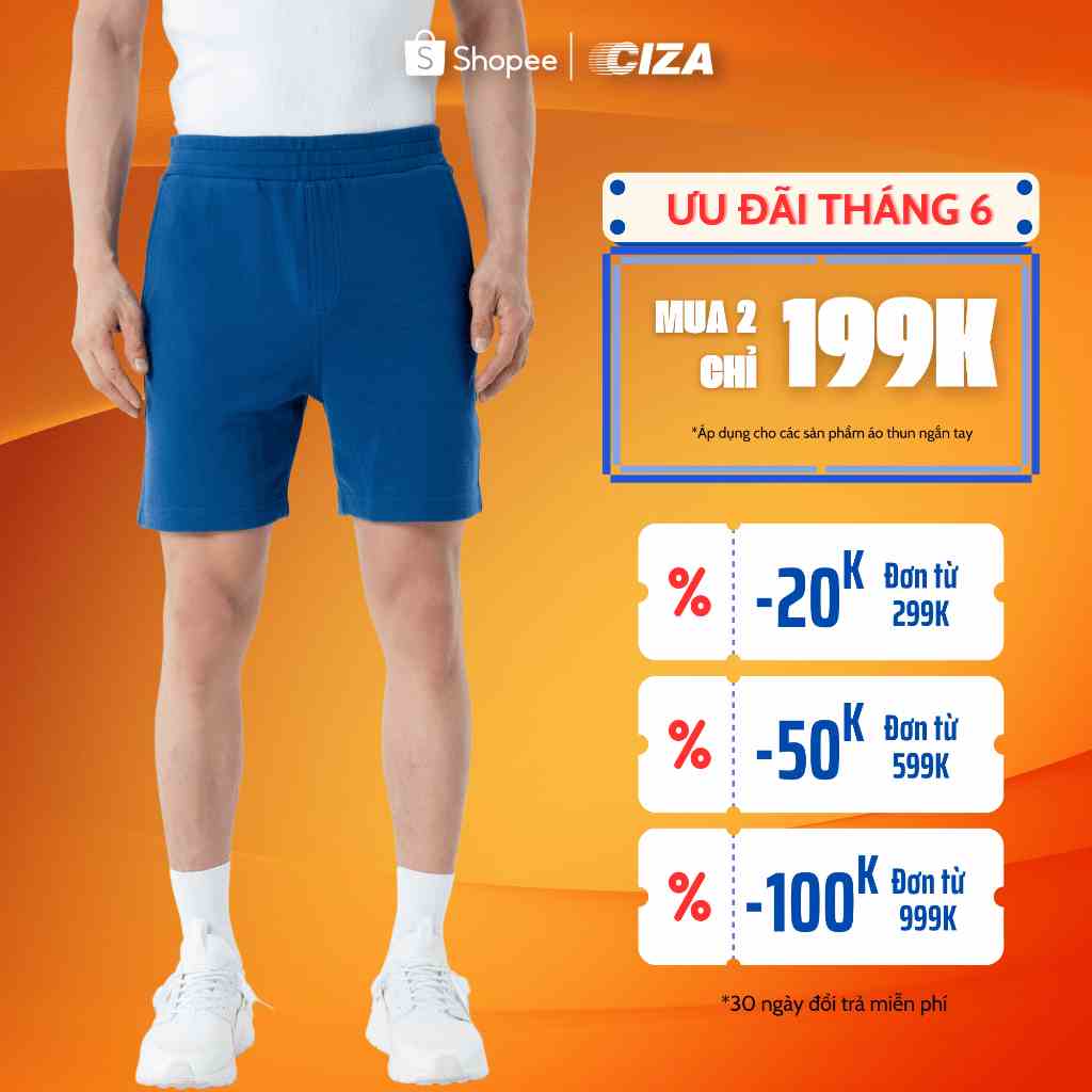 Quần đùi short nam thun ngắn CIZA chất cotton mềm mát co giãn có túi form basic năng động QSTS05