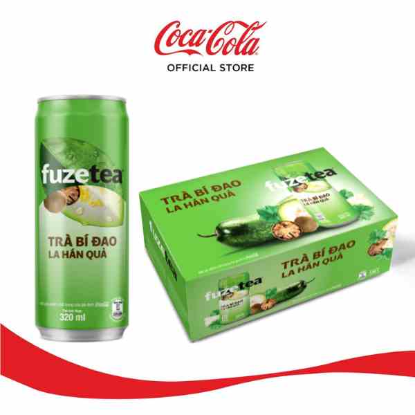 Thùng 24 lon Trà Bí Đao La Hán Quả Fuzetea Lon (320ml/lon x 24).