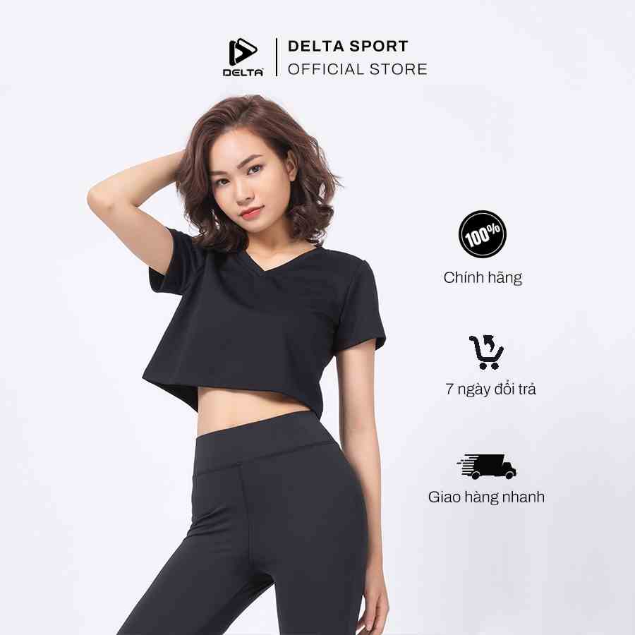 Áo thun tay ngắn nữ DELTA RTS006W phom dáng croptop cơ bản, cổ tim và thun trơn đơn giản