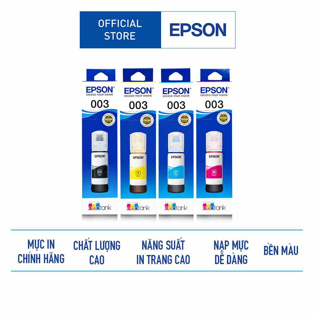 Mực in chính hãng Epson 003 (dùng cho máy L1110/L3110/L3150/L5190L1216,l1210,L3216.l3210.l3250.L3256,L5290,L5296)