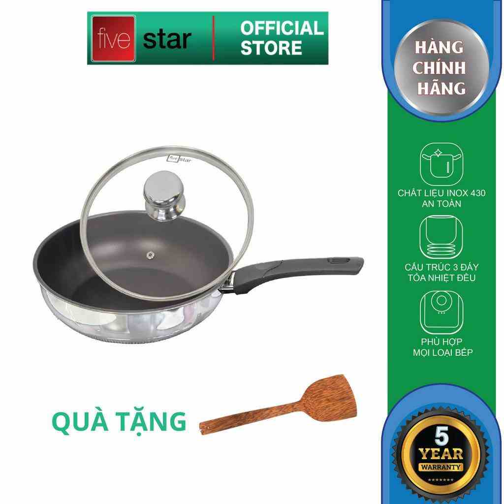 [Mã BMLTA35 giảm đến 35K đơn 99K] Chảo Chống Dính Bếp Từ Sâu Lòng Fivestar 3 Đáy Cao Cấp , tặng 1 sạn dừa