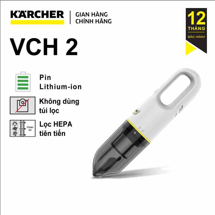 Máy hút bụi cầm tay mini dùng pin Karcher VCH 2 công suất 70w bảo hành đến 18 tháng