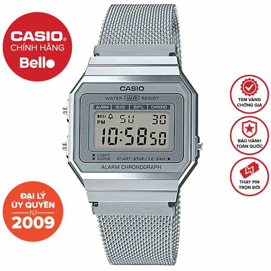 Đồng hồ Nam dây thép Casio A700WM-7A chính hãng bảo hành 1 năm Pin trọn đời