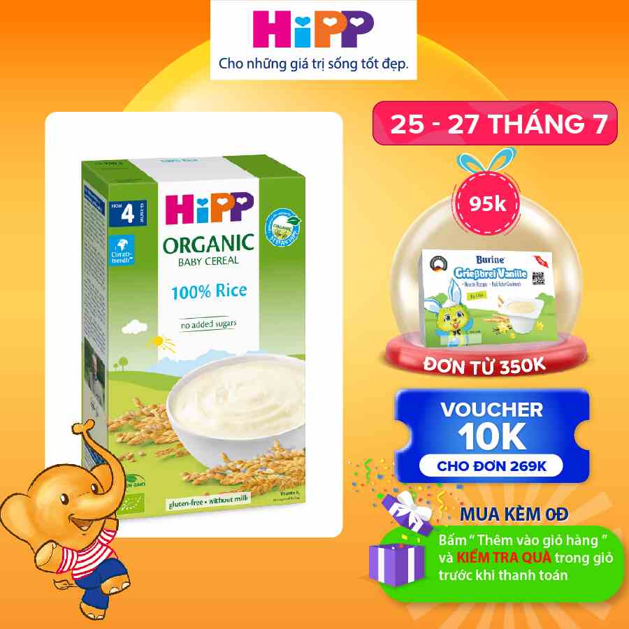 Bột ăn dặm dinh dưỡng Gạo nhũ nhi HiPP Organic 200g