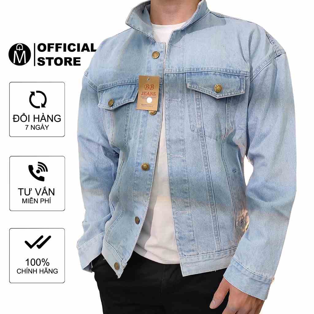 [Mã BMLTA35 giảm đến 35K đơn 99K] Áo khoác jeans nam MĐ A815 xanh nhạt trơn