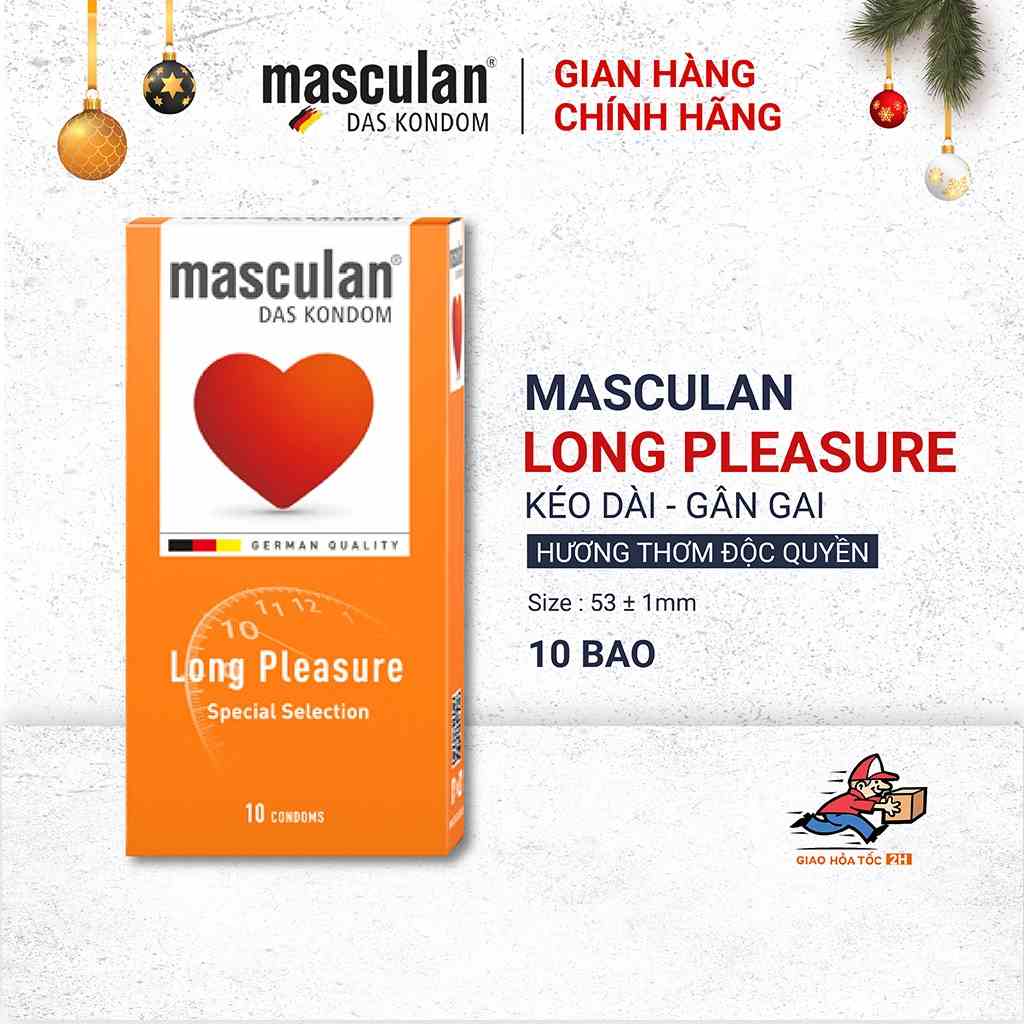 [Mã BMLTB35 giảm đến 35K đơn 99K] Bao cao su Masculan Long Pleasure kéo dài thời gian quan hệ - 3 hộp 3 bao