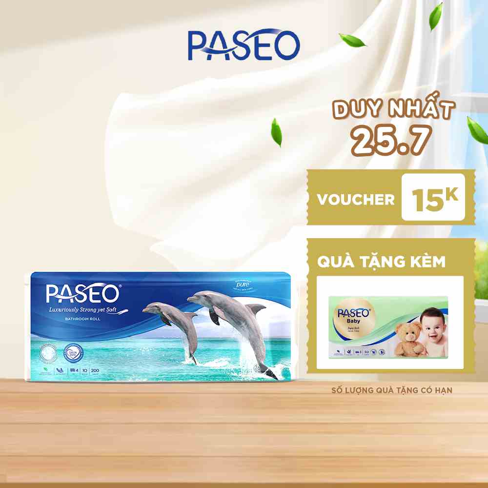 Giấy vệ sinh PASEO Dolphin 10 cuộn 4 lớp