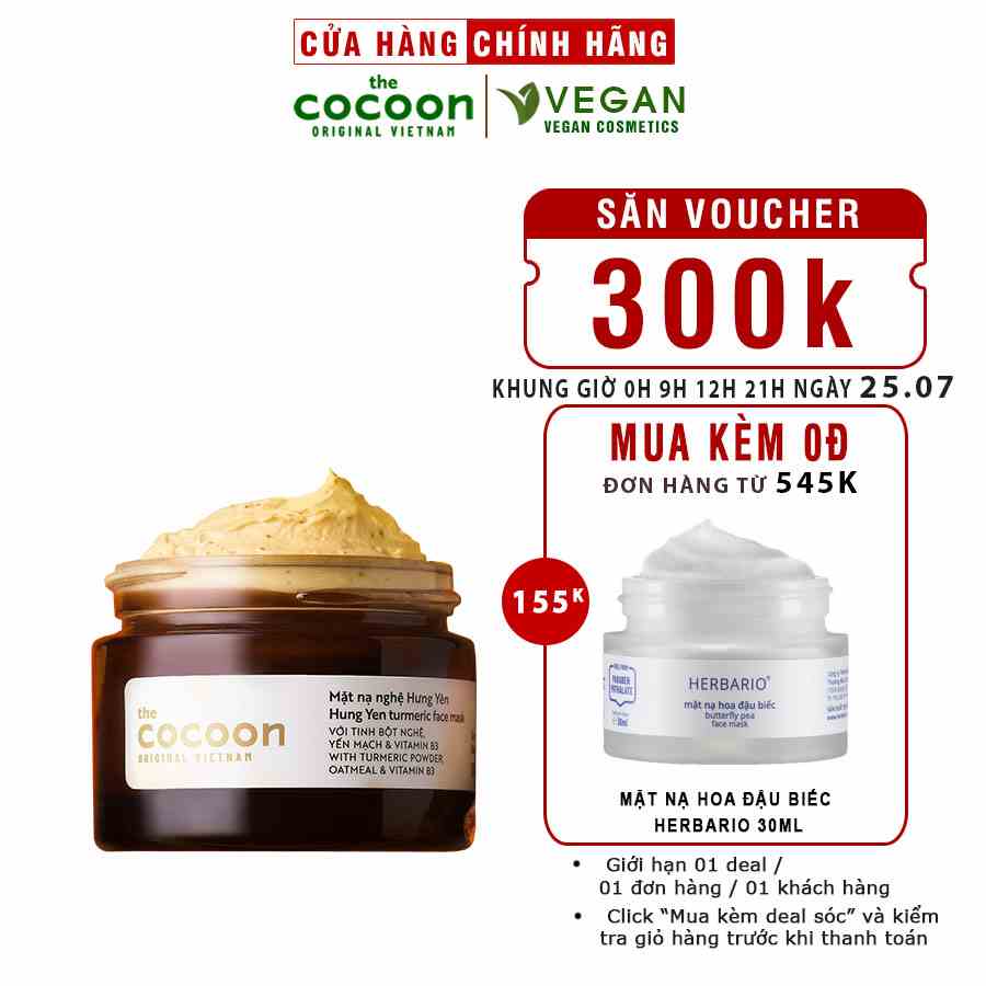 Mặt nạ nghệ Hưng Yên cocoon 30ml (Turmeric face mask) đều màu, giảm thâm thuần chay