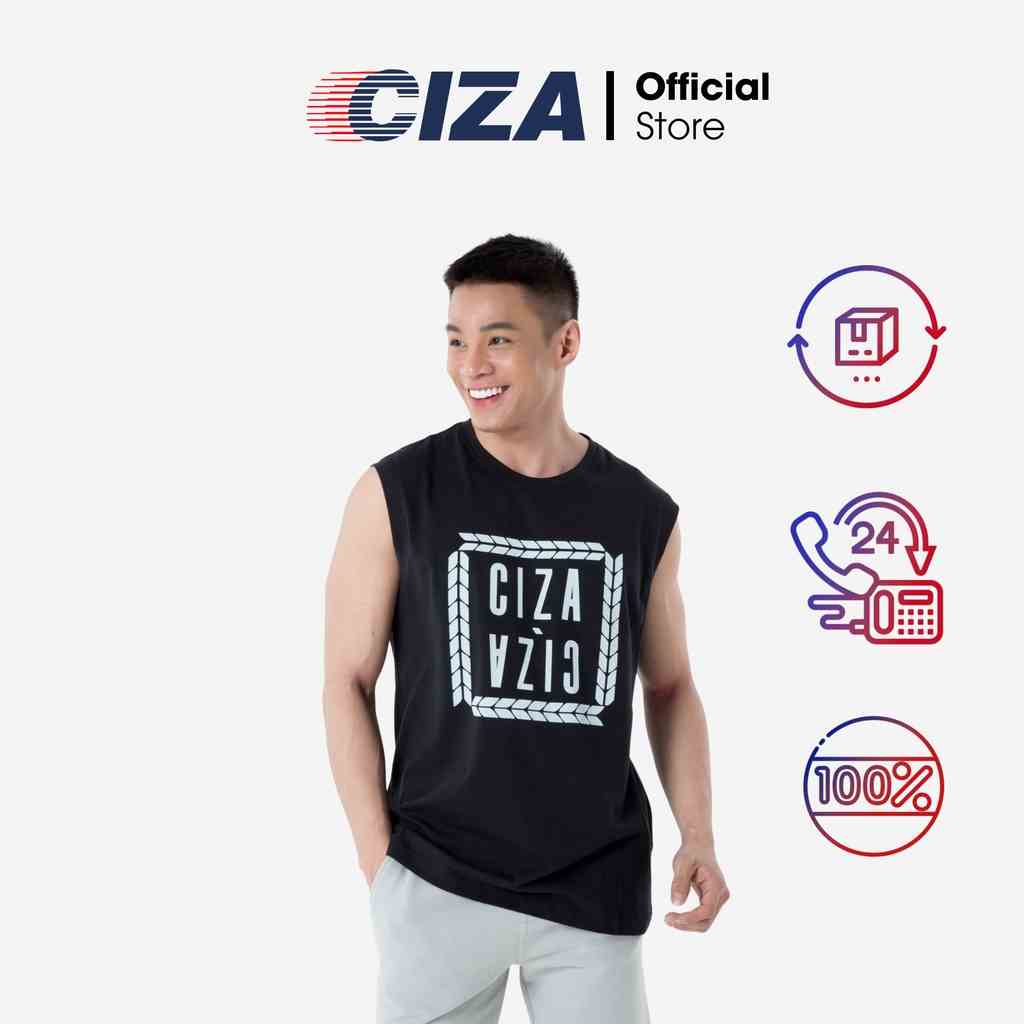 Áo thun ba lỗ nam CIZA vải cotton tập gym phong cách thể thao co giãn thấm hút mồ hôi ATTR01