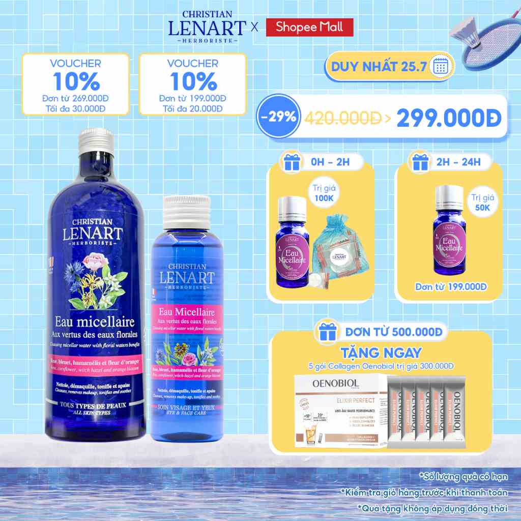 [Mã BMLTB35 giảm đến 35K đơn 99K] Nước Tẩy Trang Micellar Dưỡng Da 4in1 Christian Lenart Eau Micellaire - 100ml 500ml