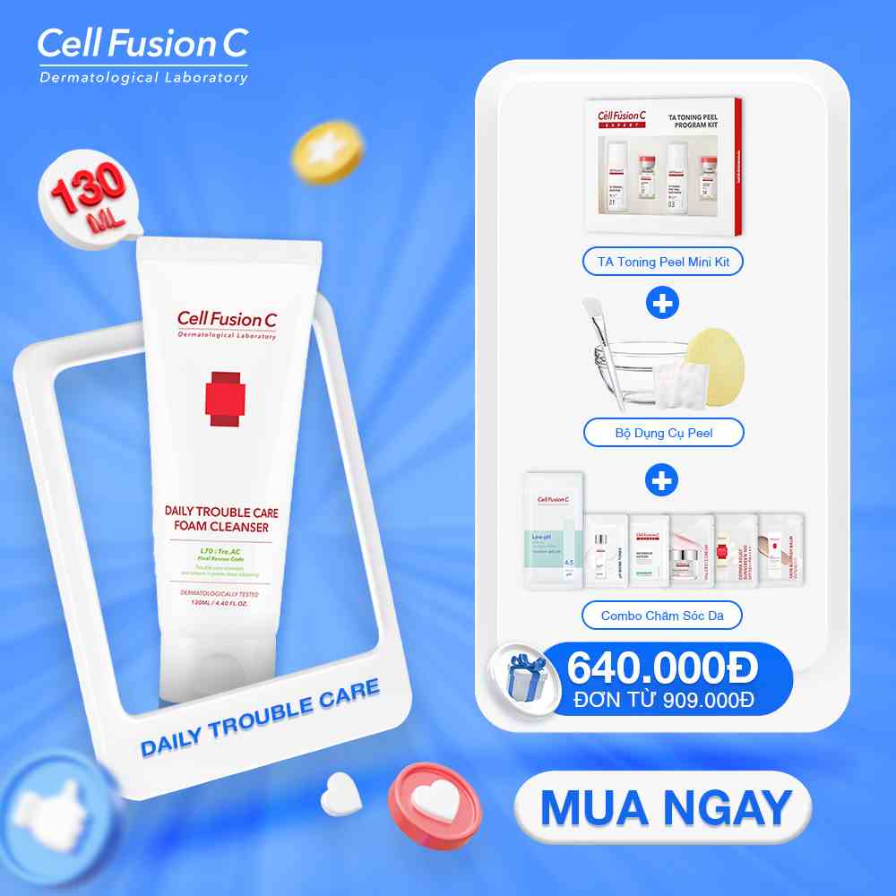 Sữa Rửa Mặt Kiểm Soát Nhờn Mụn Cell Fusion C Daily Trouble Care Foam Cleanser (130ml)