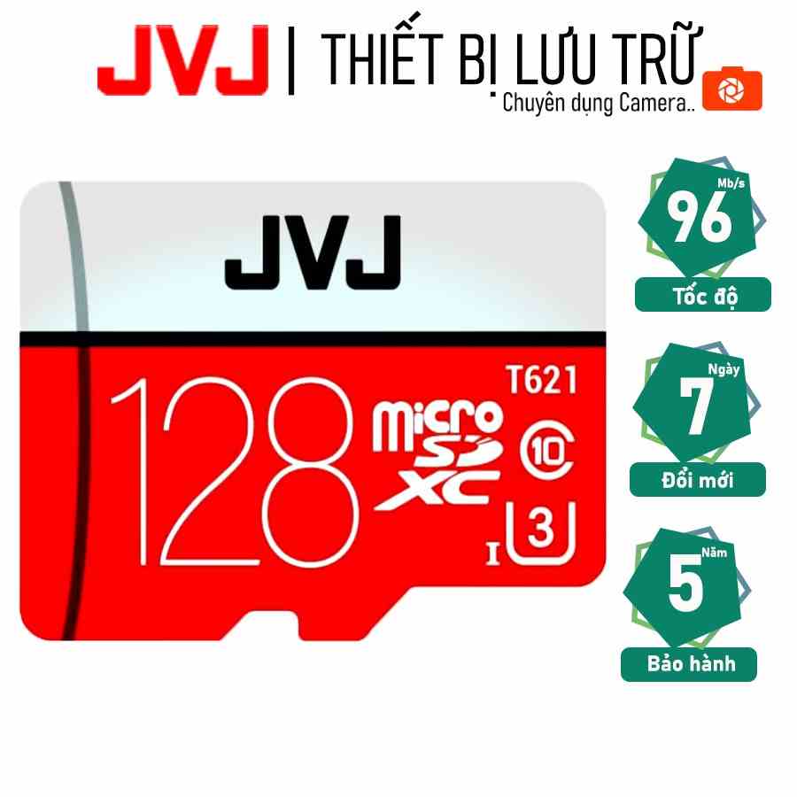 Thẻ nhớ 128Gb JVJ Pro U3 Class 10 MicroSDHC – chuyên dụng cho CAMERA tốc độ cao tương thích với mọi thiết bị