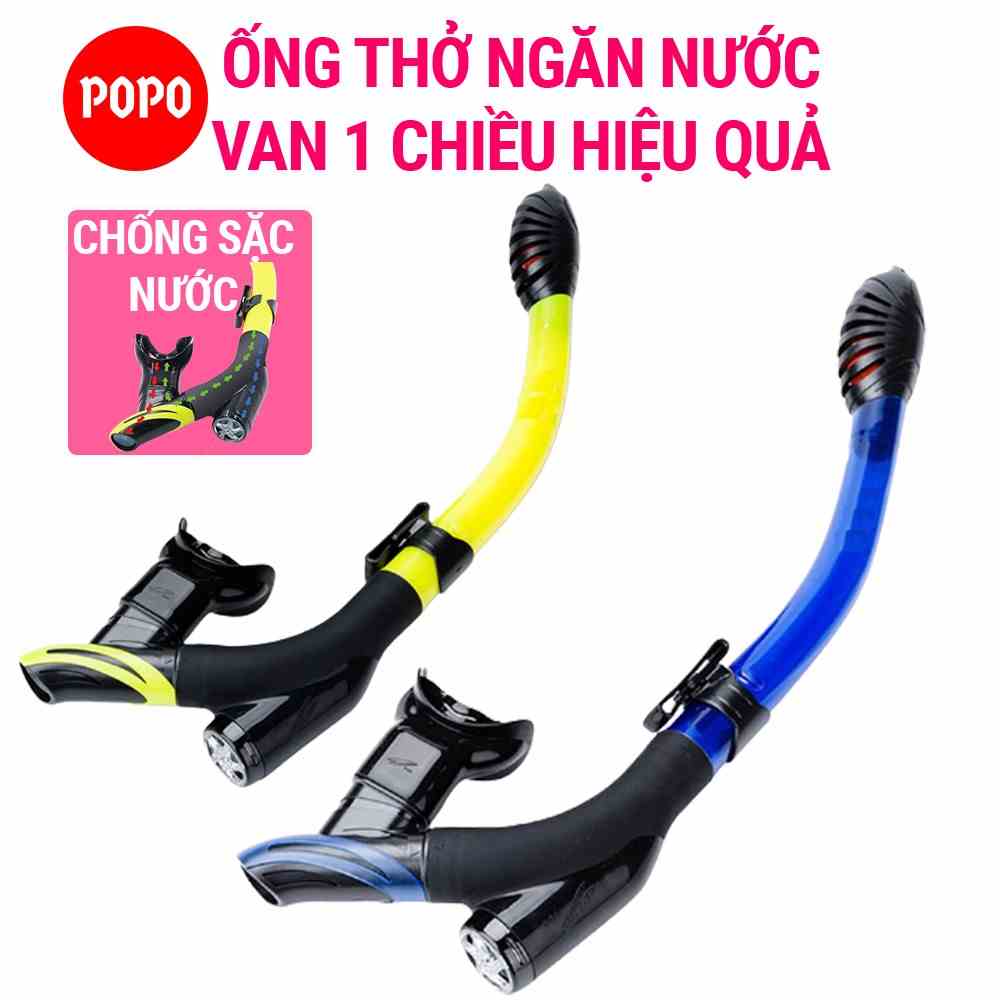 Ống thở lặn biển POPO Tube-Tuo với 2 van chống sặc ngăn nước 100%