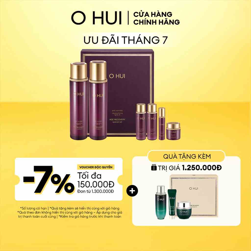 [Mã COSLUX07 giảm 120K đơn 1500K] Bộ dưỡng cải thiện nếp nhăn săn chắc da OHUI Age Recovery Set 6 món