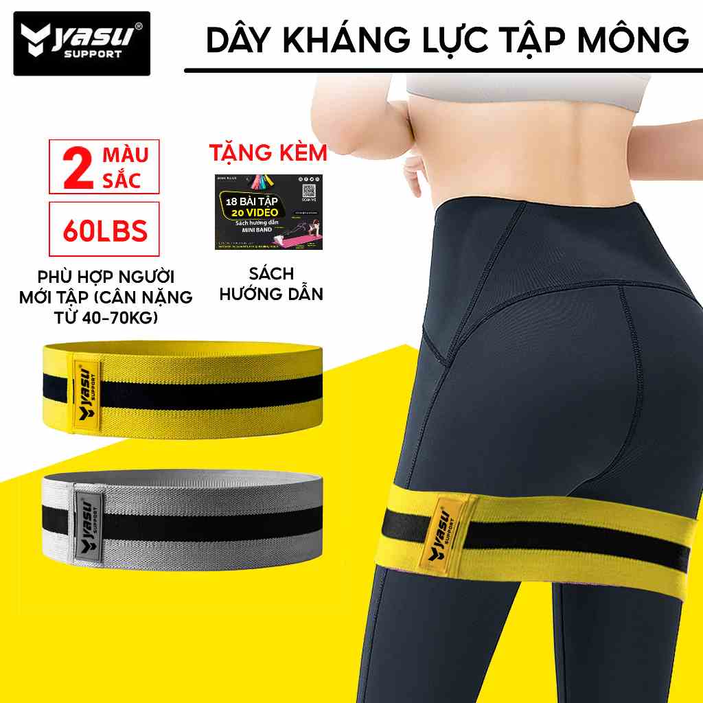 Dây kháng lực tập gym, mini band tập mông đàn hồi power band kháng lực vải Yasu 3604