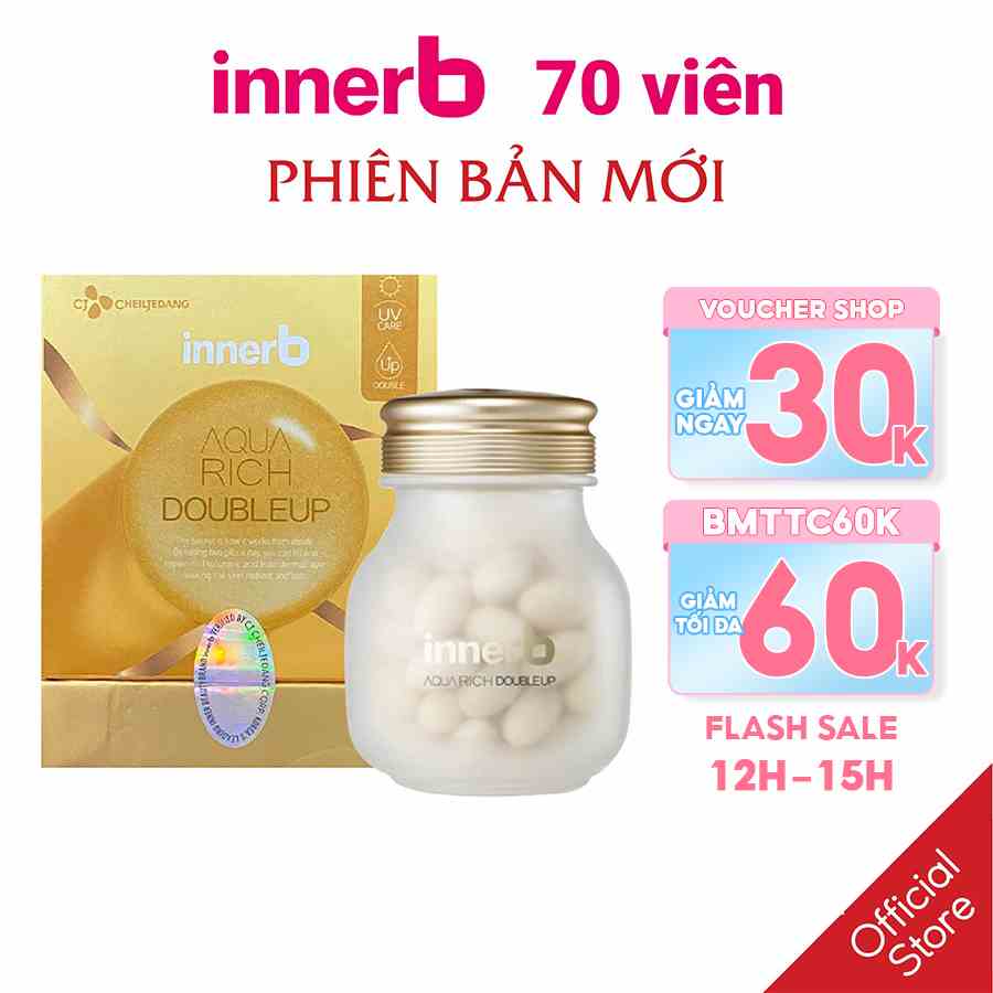 [Mã BMTTC60K giảm đến 60K đơn 50K] Viên Uống Cấp Nước Và Collagen InnerB Aqua Rich Double Up 70 viên