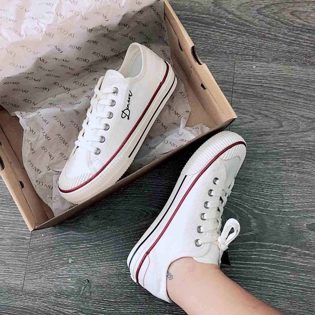 Giày Sneaker Vải Unisex DINCOX D21 Phong Cách Ấn Tượng White