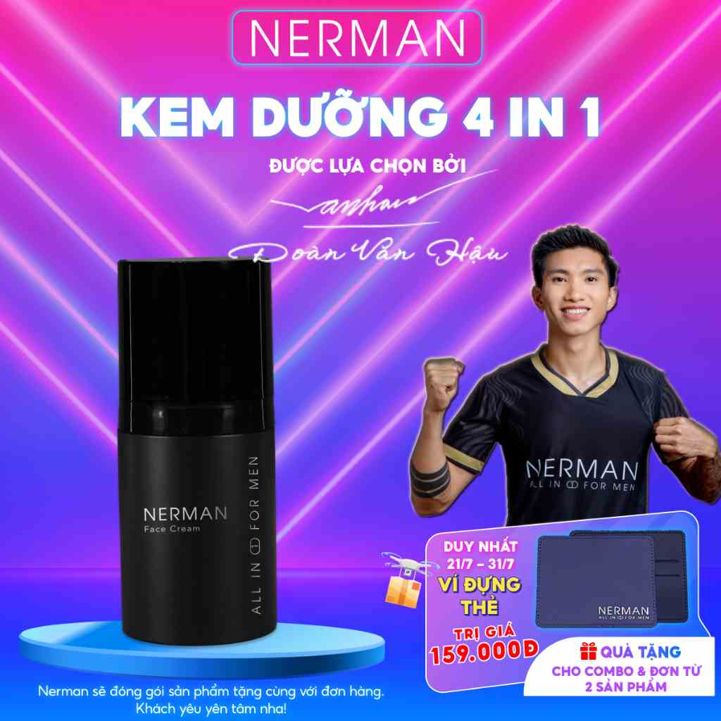 Kem dưỡng trắng, giảm thâm, mờ sẹo nam Nerman Perfect Whitening Cream 50g