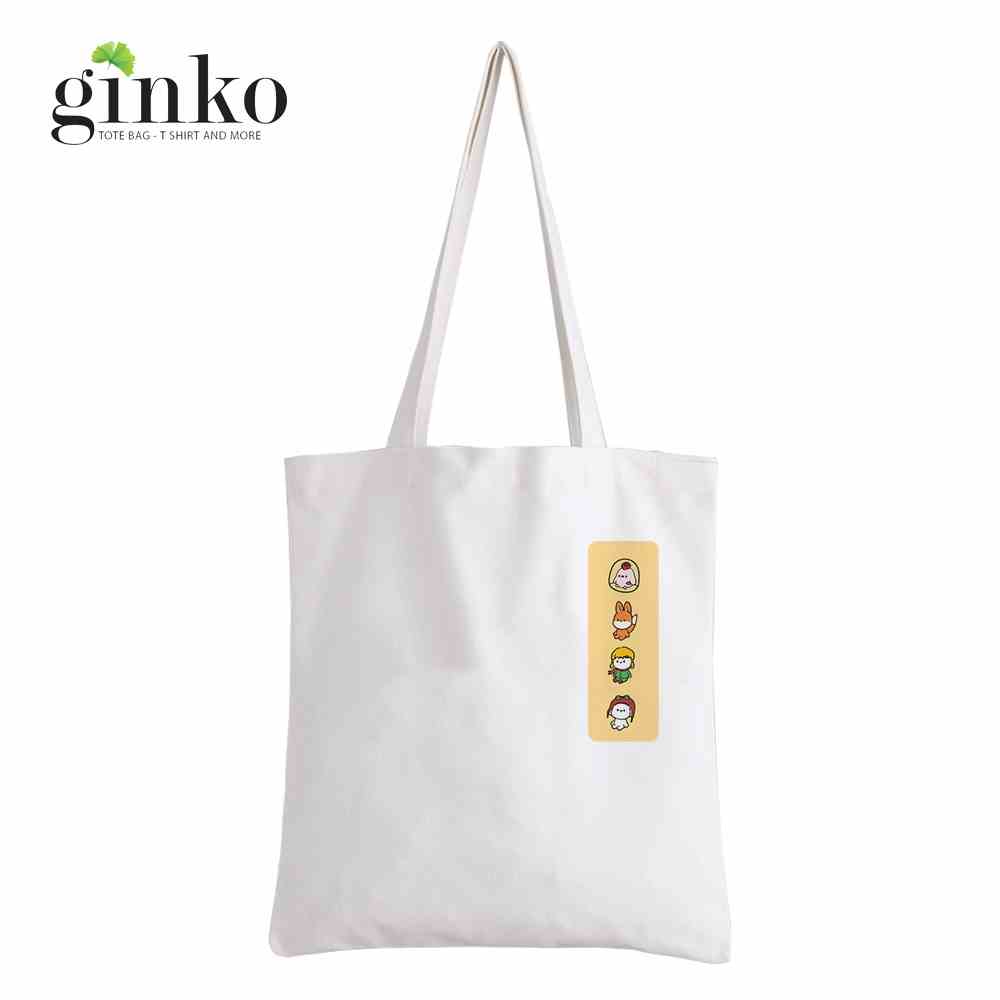 [Mã BMLTA35 giảm đến 35K đơn 99K] Túi vải tote GINKO kiểu basic dây kéo in hình cartoon G171