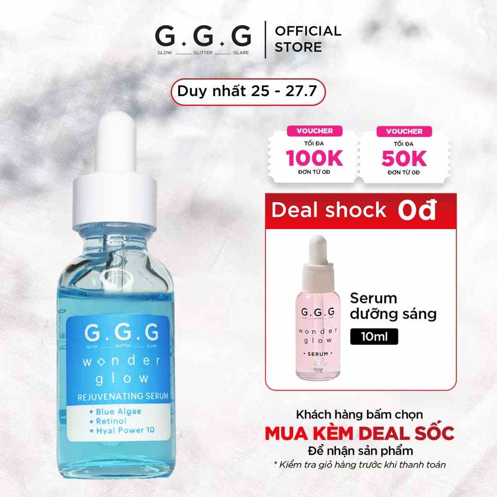 Serum Cấp Ẩm Sâu Mờ Nếp Nhăn 10% Hyaluronic Acid GGG Wonder Glow Rejuvenating 10mlx30ml