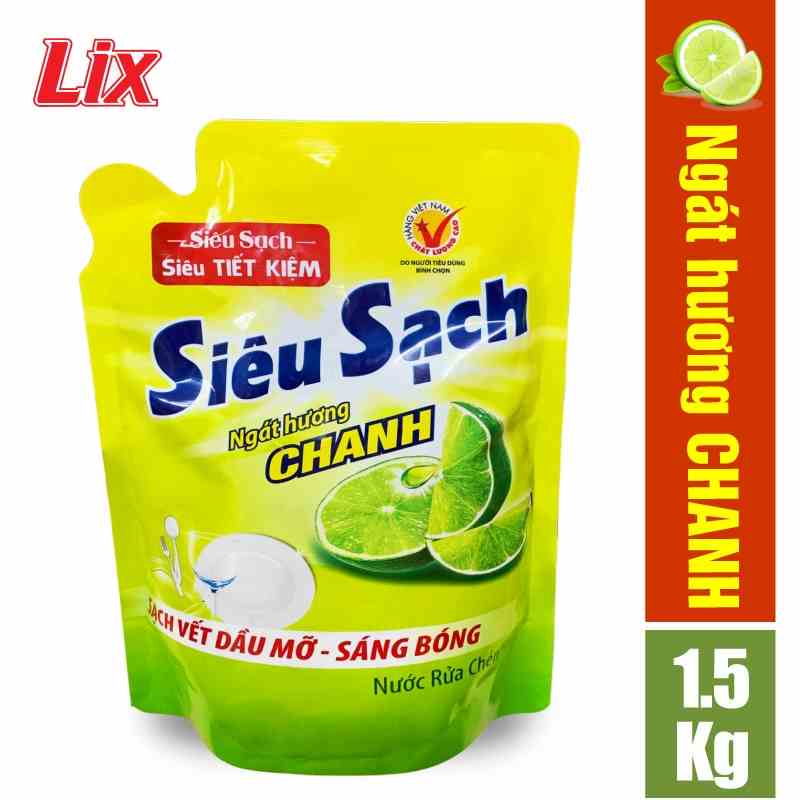 [Mã BMLTA35 giảm đến 35K đơn 99K] Túi nước rửa chén LIX siêu sạch hương chanh 1.5kg N4302