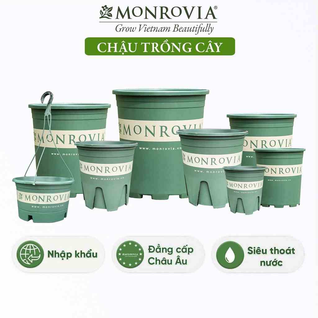 Chậu nhựa trồng cây MONROVIA 1 Gallon để bàn, treo ban công, treo tường, ngoài trời, sân vườn, tiêu chuẩn Châu Âu