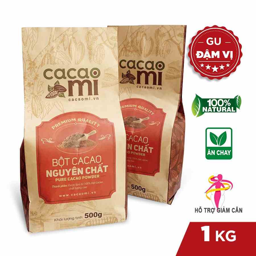 Bột ca cao nguyên chất không đường Cacao Mi dòng Premium vị đậm đà làm bánh pha thức uống sô cô la trà sữa - 1kg