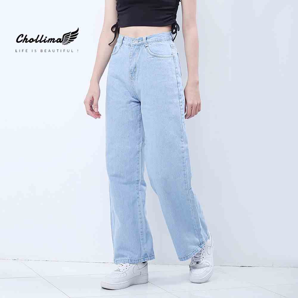 Quần jeans nữ Chollima ống rộng SIMPLE JEAN Unisex vải jean cao cấp chất đẹp QD026